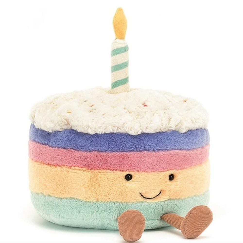 Jellycat Amuseables Rainbow Soft/Plush Birthday Cake 5.9x5.9" BNWT Authentic